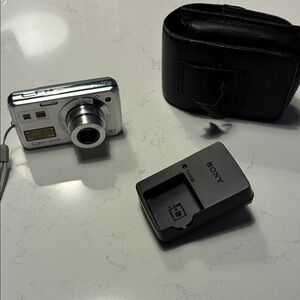Sony Silver and Black Digital Camera with Case